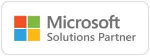 Microsoft Logo mit Schrift "Microsoft Solutions Partner"