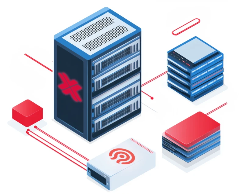 Grafik von einem Proxmox Server mit Ceph Intergration und weiteren kleinen Servern.